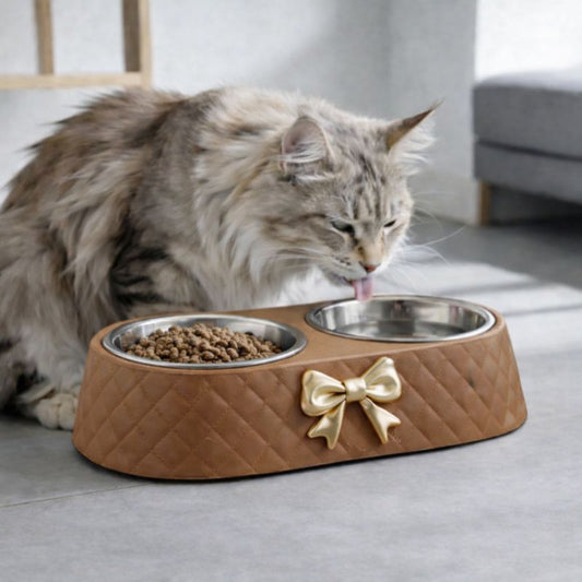 Cute Bowknot Cat Feeding Bowl