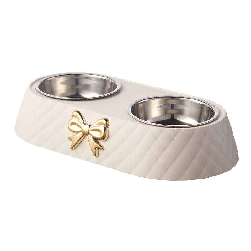 Cute Bowknot Cat Feeding Bowl