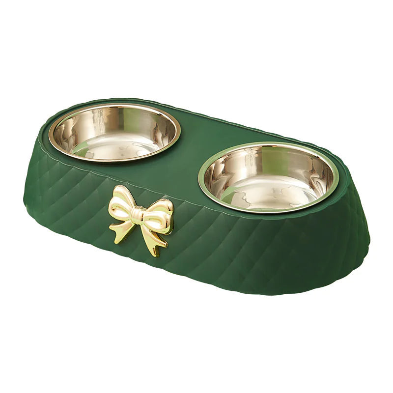 Cute Bowknot Cat Feeding Bowl
