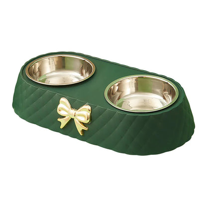 Cute Bowknot Cat Feeding Bowl